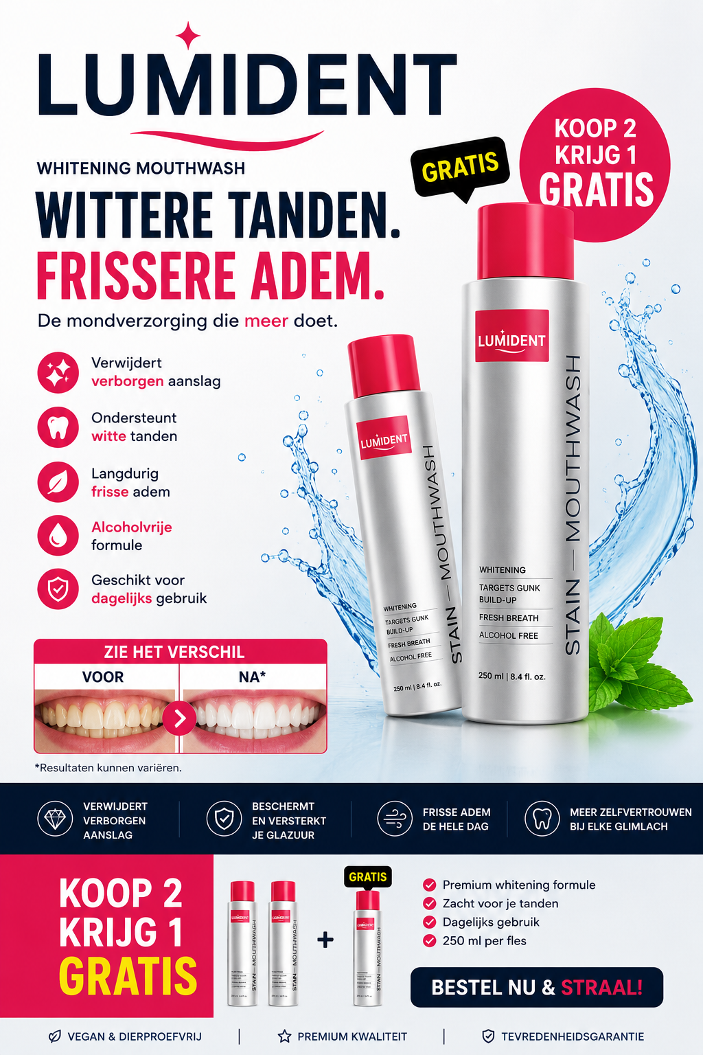 Lumident™ Whitening Mouthwash – Frisse Adem & Stralende Glimlach (237ml)