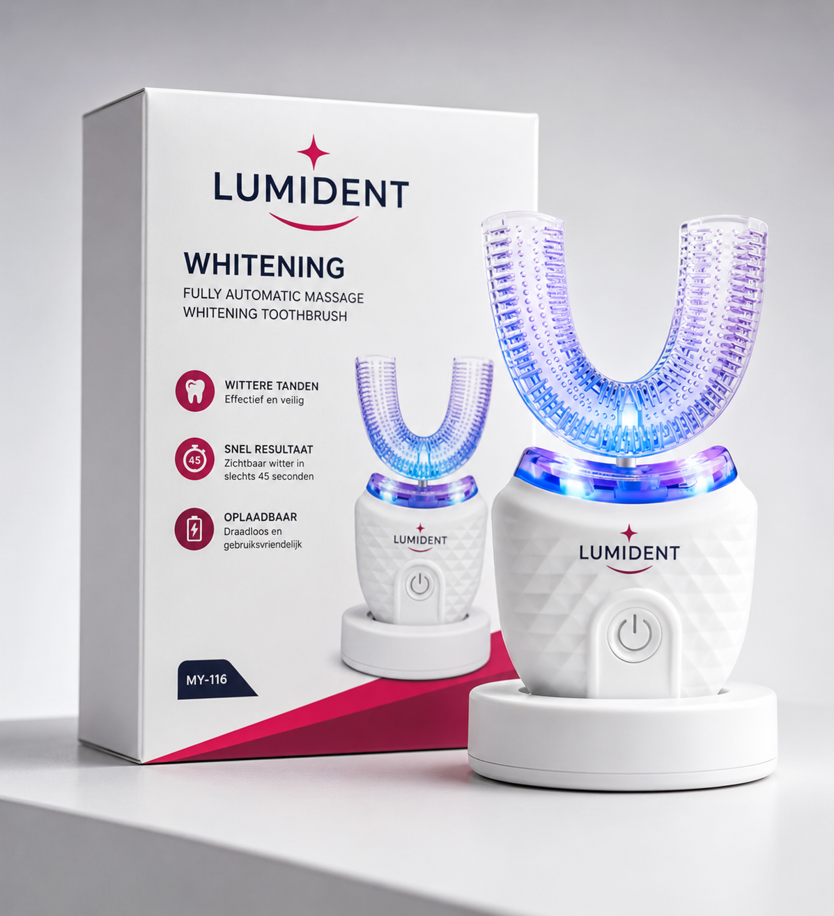 Lumident™ U-Shape Whitening Toothbrush – 45 Seconden Diepe Reiniging